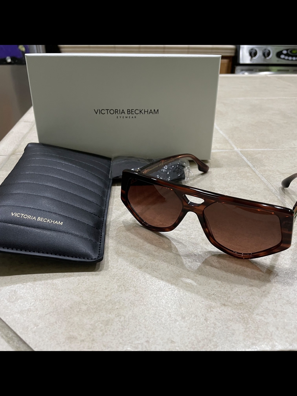 Victoria Beckham Brown Tortoiseshell Sunglasses